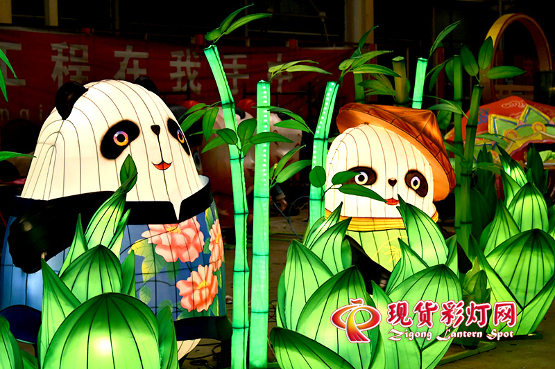 熊貓彩燈，熊貓樂(lè)園燈組，散點(diǎn)布局彩燈